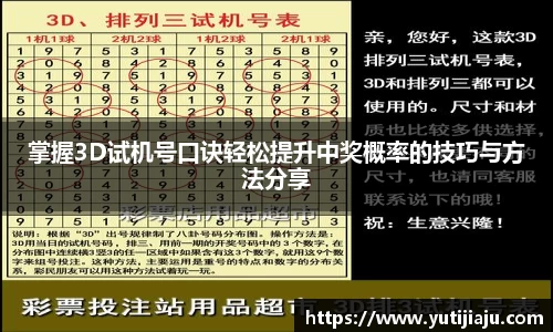 掌握3D试机号口诀轻松提升中奖概率的技巧与方法分享